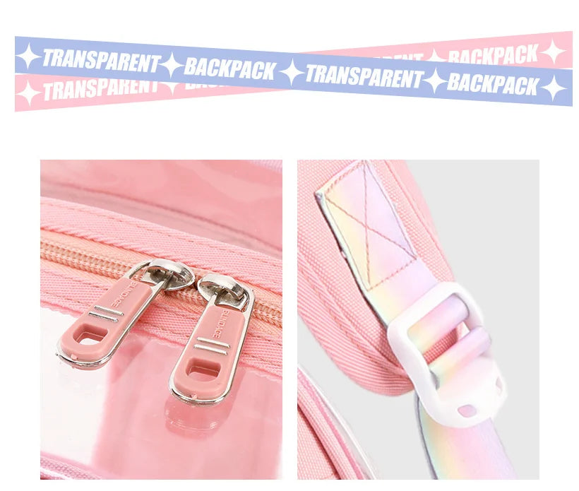 Clear Transparent Backpack multi-pockets