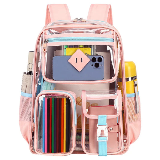 Clear Transparent Backpack multi-pockets