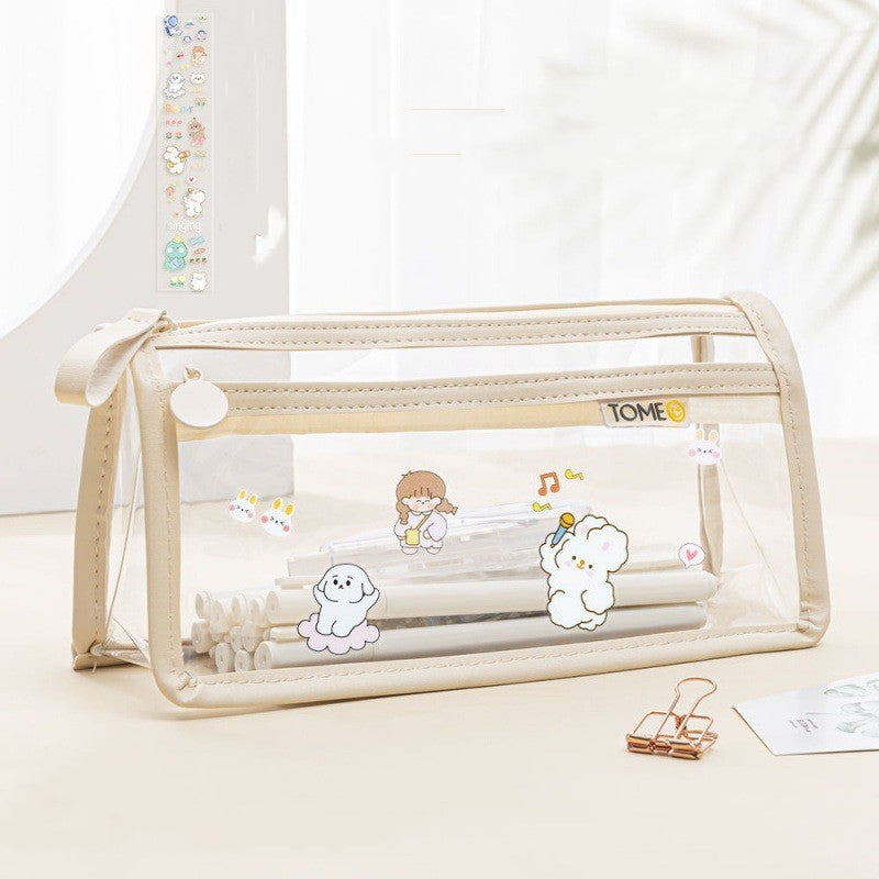 Transparent Double-layer Pencil Case Large Capacity for girls & boys