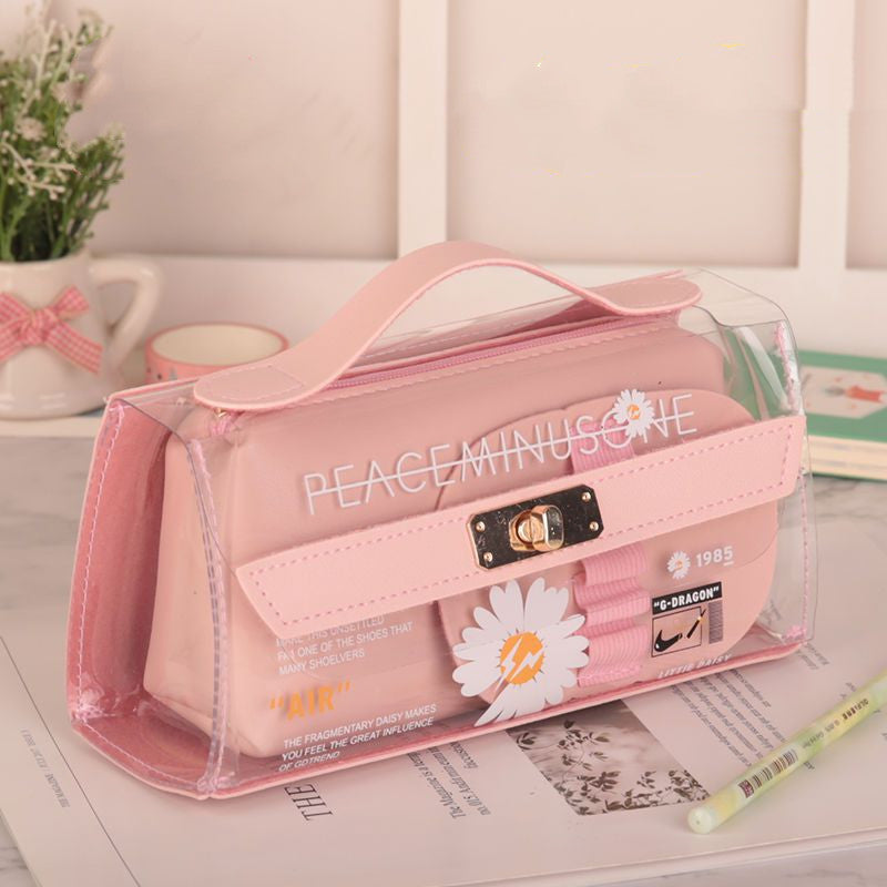 Kawaii Daisy Transparent Pencil Case Stationery Box for girls