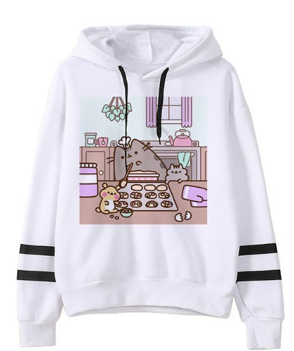 Anime Cartoon Cat Fleece Hoodie