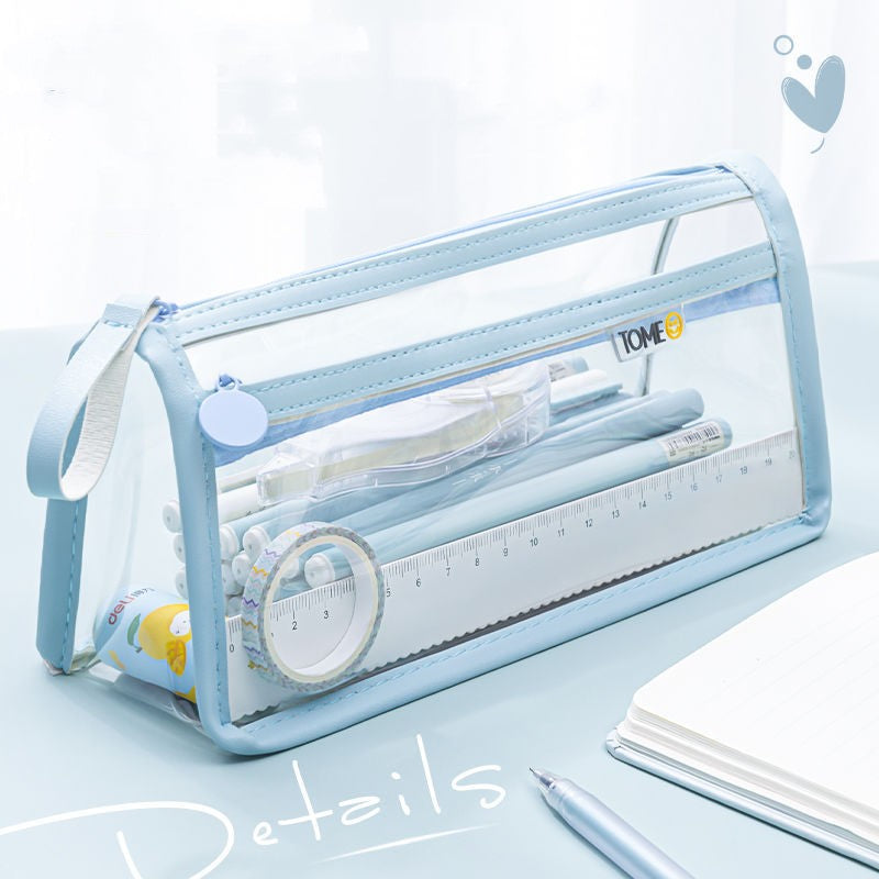 Transparent Double-layer Pencil Case Large Capacity for girls & boys