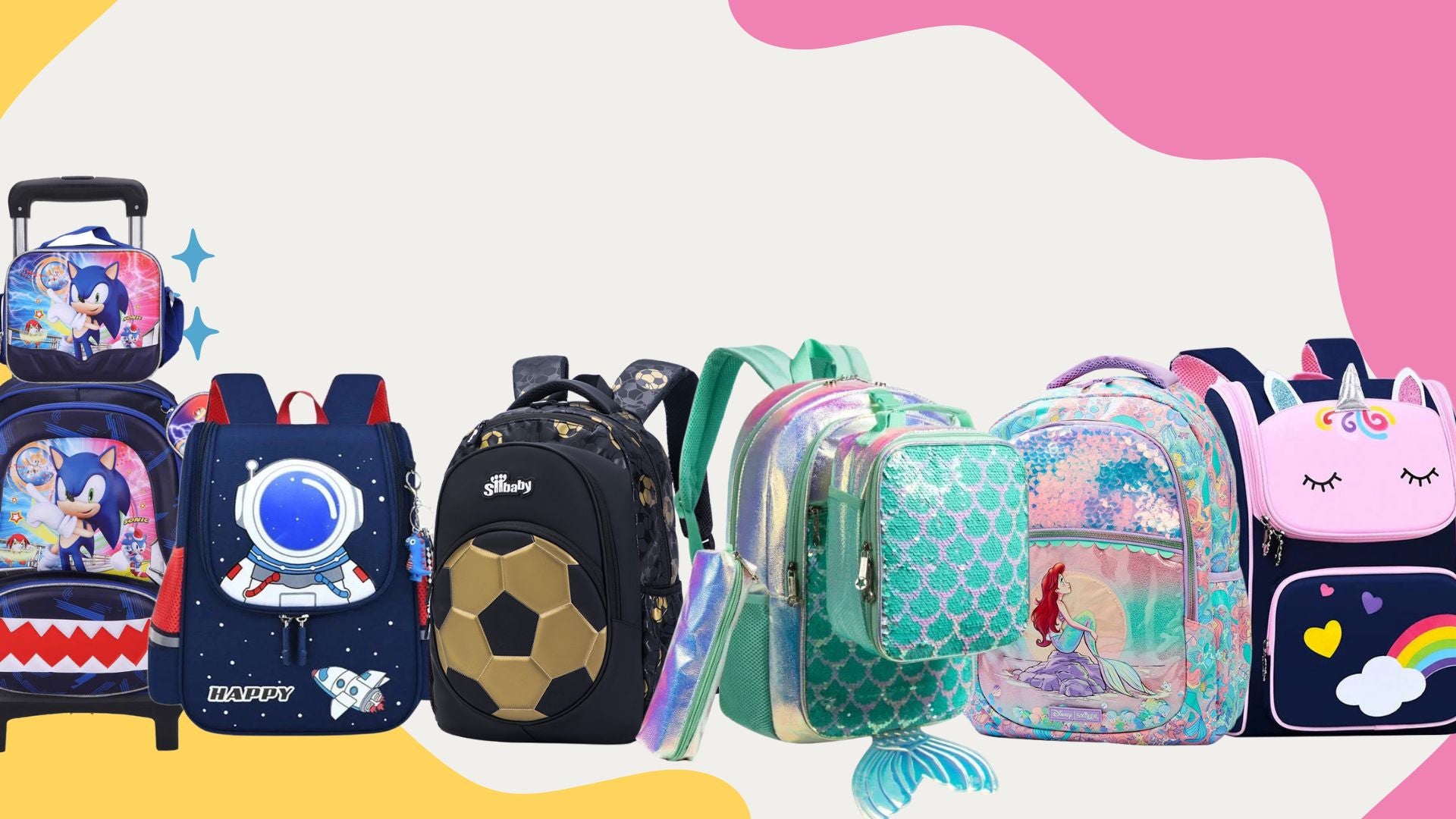 a variety of school backpacks